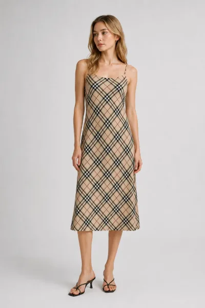 Vintage Check Woolen Dress