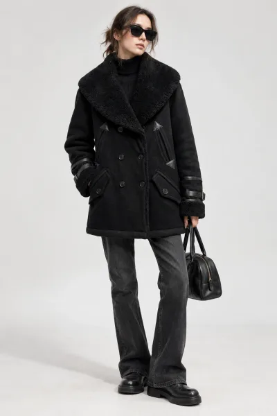 Burberry Black Real Lamb Shearling Coat