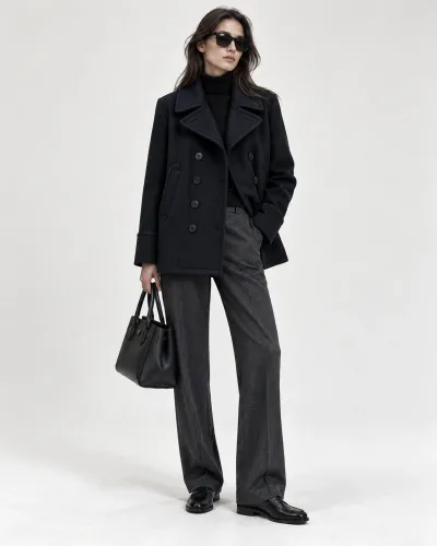 Burberry Double Breasted Cashmere Blend Pea Coat