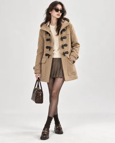 Burberry Black Classic Wool Duffle Coat