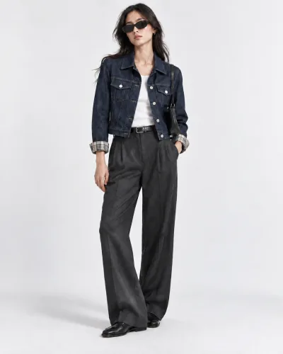Burberry Classic Checked Details Denim Short Jacket