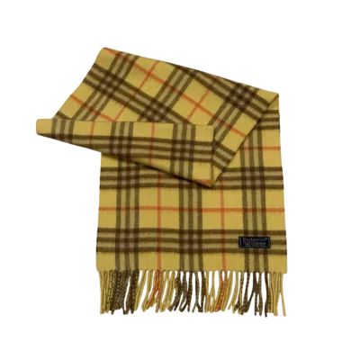 Yellow Check Cashmere Scarf