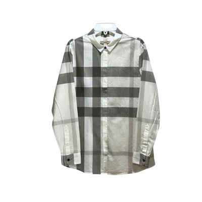 Burberry White Cotton Check Shirt