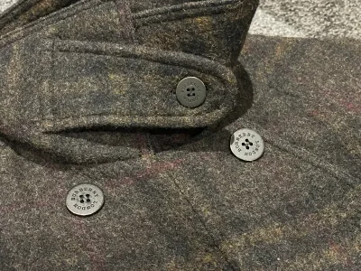 Burberry Wool Checked Coat with Crescent-shaped Front Placket — thumbnail 5