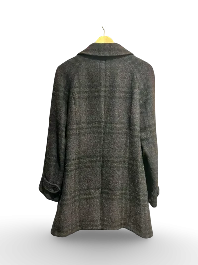 Burberry Wool Checked Coat with Crescent-shaped Front Placket — thumbnail 3