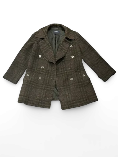 Burberry Wool Checked Coat with Crescent-shaped Front Placket
