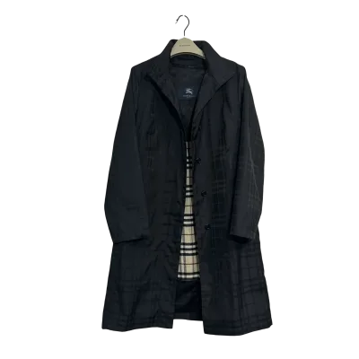 Burberry Black Subtle Check pattern Stand-collar Car Coat