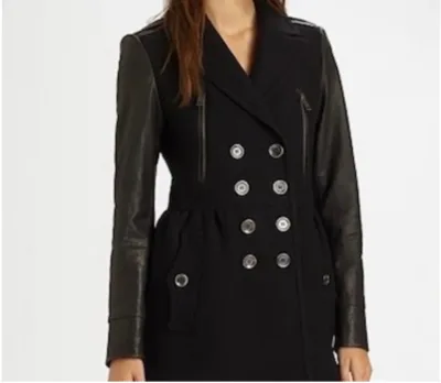 Burberry Cashmere Wool Blend and Leather Double-Breasted Short Coat — thumbnail 9