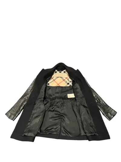Burberry Cashmere Wool Blend and Leather Double-Breasted Short Coat — thumbnail 4