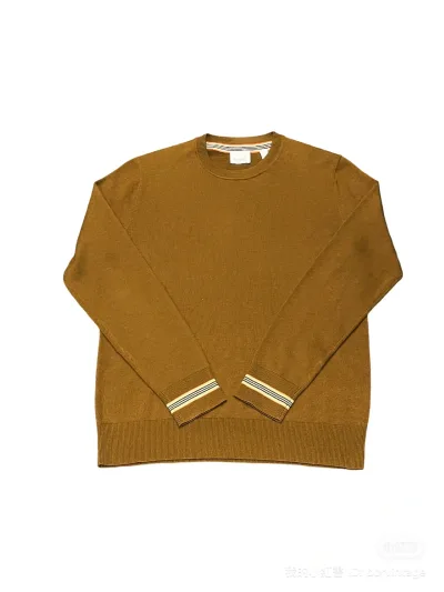 BURBERRY Icon Stripe Trim Wool Sweater — thumbnail 1