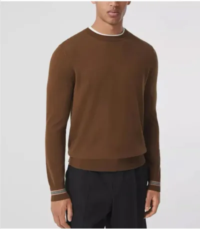 BURBERRY Icon Stripe Trim Wool Sweater — thumbnail 2