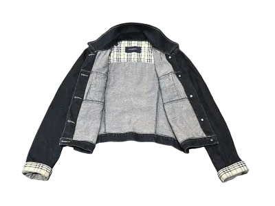Burberry Classic Checked Details Denim Short Jacket