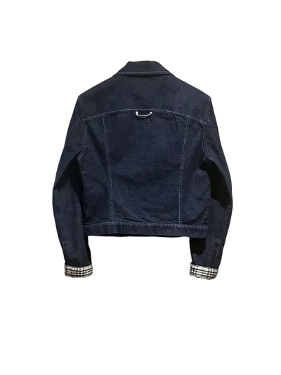 Burberry Classic Checked Details Denim Short Jacket — thumbnail 3