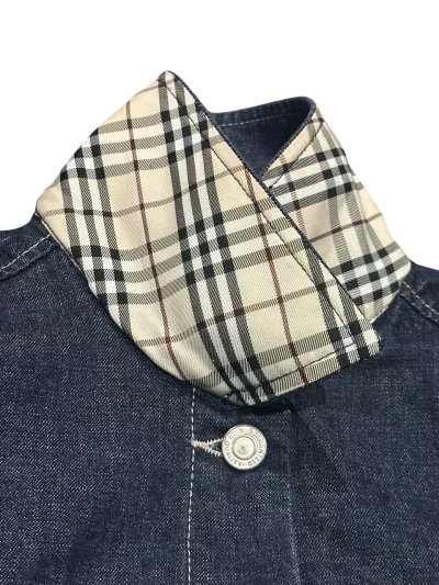 Burberry Classic Checked Details Denim Short Jacket — thumbnail 4