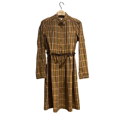 Burberry Check Cotton Dress with Leather Belt