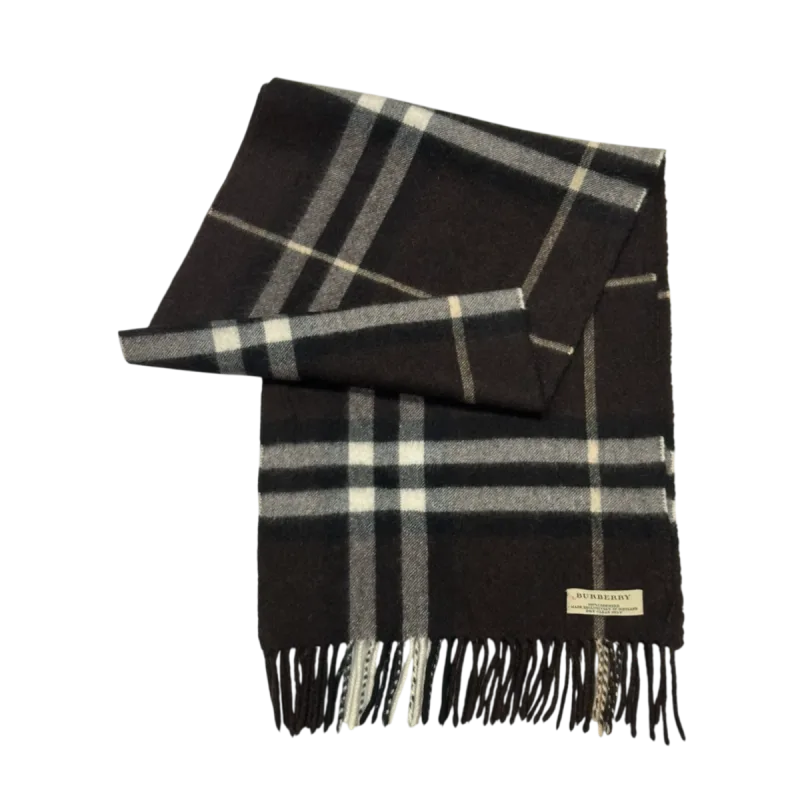 Dark Brown Cashmere Check Scarf — 1 / 3