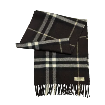 Dark Brown Cashmere Check Scarf — thumbnail 1