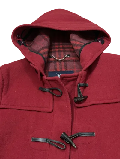 Dark Red Classic Wool Duffle Coat — thumbnail 4