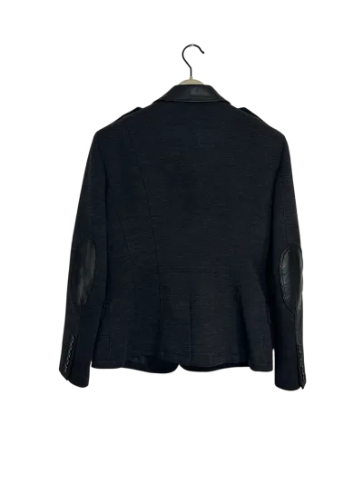 Leather-paneled wool-blend blazer — thumbnail 3