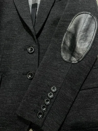 Leather-paneled wool-blend blazer — thumbnail 5
