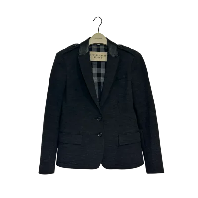 Leather-paneled wool-blend blazer — thumbnail 1