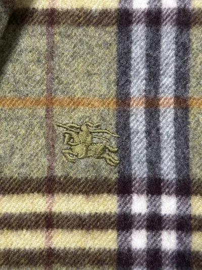 Olive Green Lambswools Check Scarf