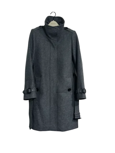 Grey Cashmere And Wool Blend Stand-collar Mid-Length Coat — thumbnail 3