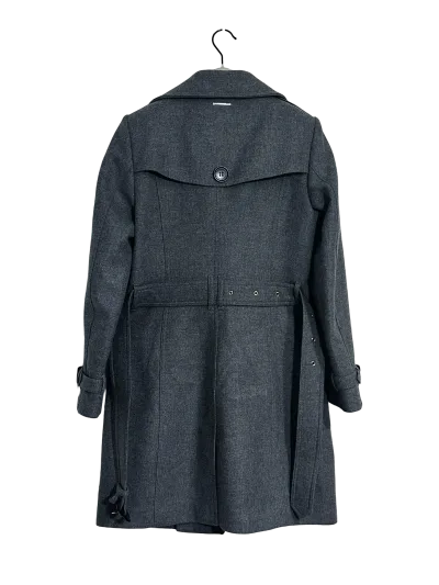 Grey Cashmere And Wool Blend Stand-collar Mid-Length Coat — thumbnail 4