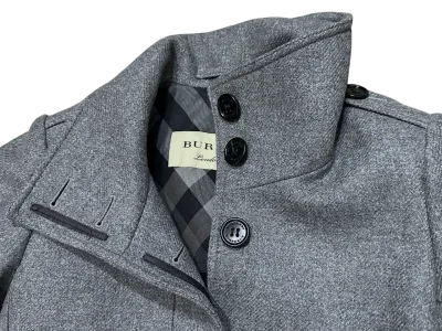 Grey Cashmere And Wool Blend Stand-collar Mid-Length Coat — thumbnail 6