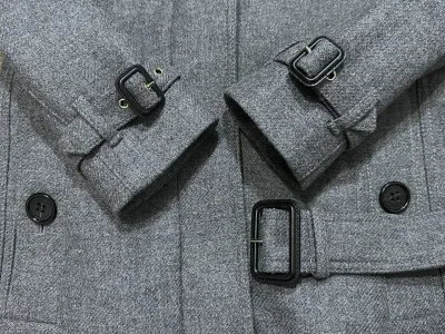 Grey Cashmere And Wool Blend Stand-collar Mid-Length Coat — thumbnail 8