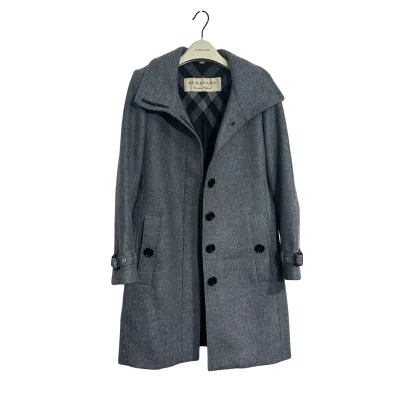 Grey Cashmere And Wool Blend Stand-collar Mid-Length Coat