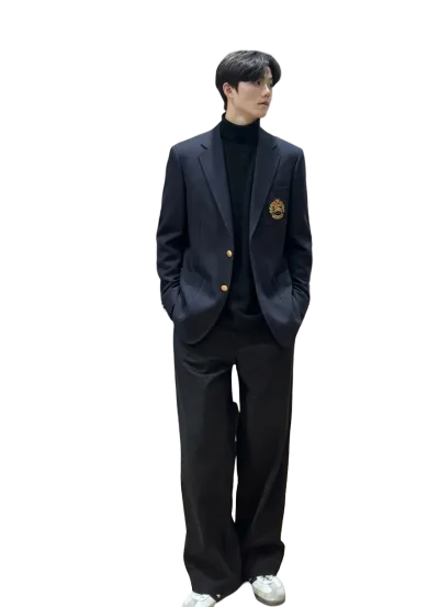 Pure Wool Crest Logo Blazer with Golden Buttons — thumbnail 2