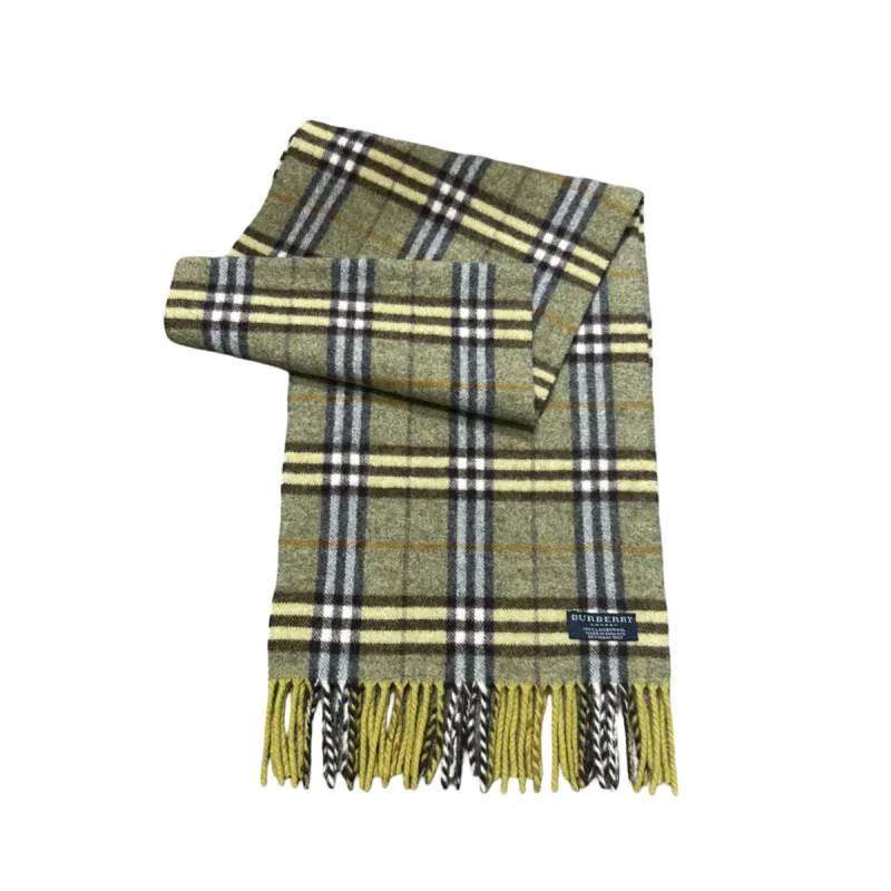 Olive Green Lambswools Check Scarf — 1 / 4