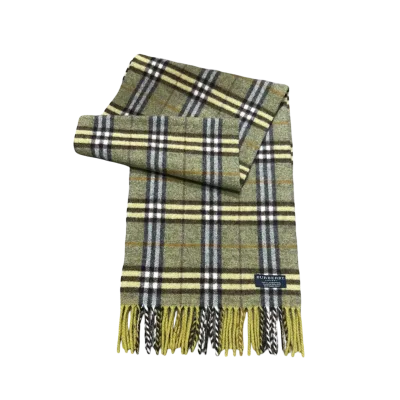 Olive Green Lambswools Check Scarf