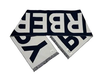 Reversible Burberry Logo Long Wool Scarf